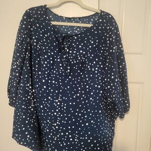 BloomChic Dark Blue Blouse with White Dots